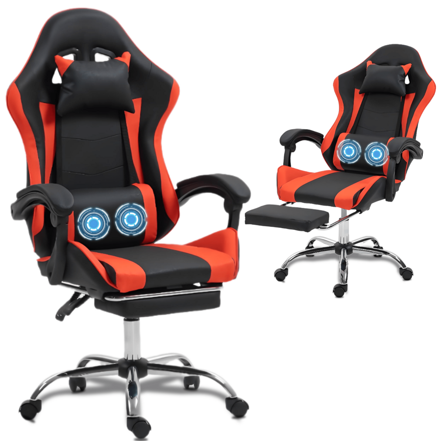 Video Games - Gaming-Stuhl mit Massagefunktion und Lendenwirbelstütze –
