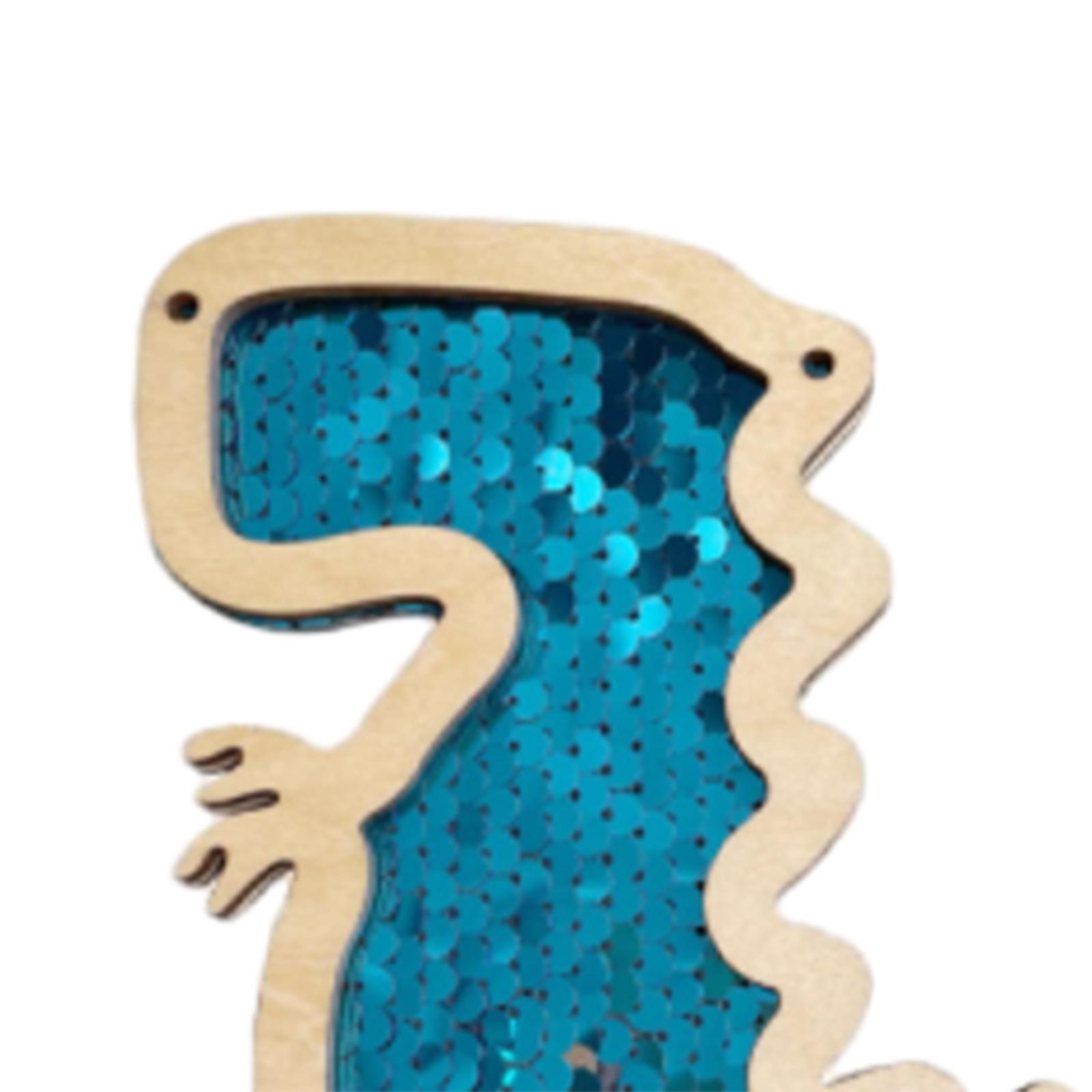 Montessori Wooden Busy Board Toddler - DIY Montessori Regenmacher-Beschäftigungsbrett-Teil, Holz-Dinosaurier-Rassel mit Pailletten
